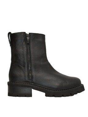 New! La Canadienne Crew City Dry Leather Boot Black 7 DD561 Made in Italy